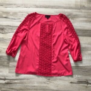 Beautiful Vibrant Pink Coral Dana Buchman Blouse